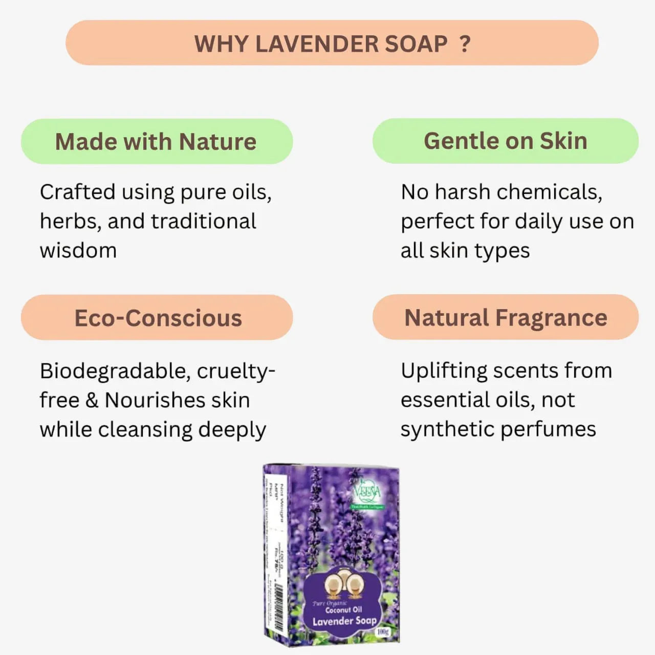 Veena Lavender Soap - 100g ( Pack of 3 ) - Orgoshops
