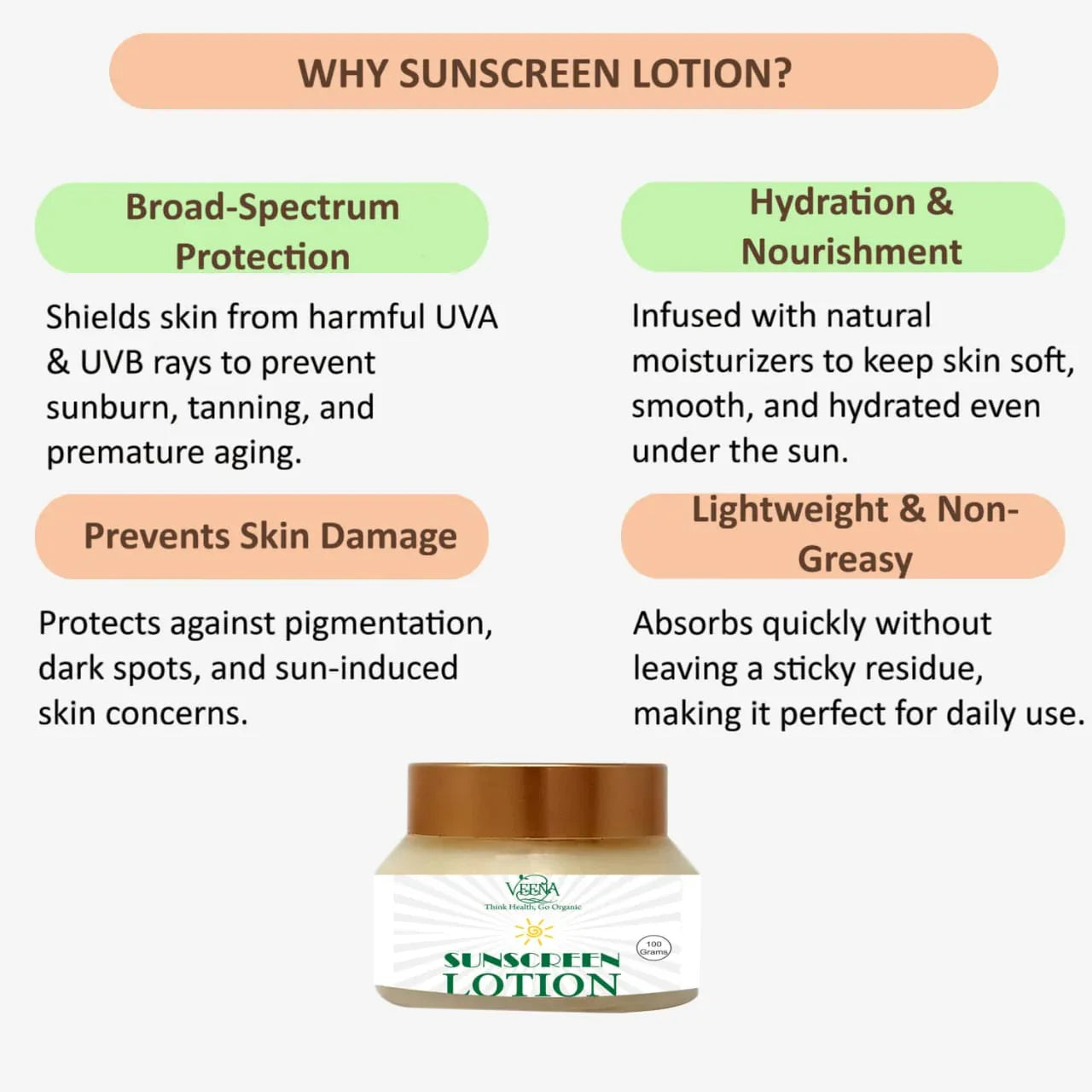 Veena Sunscreen Lotion - 50g ( Pack of 2 ) - Orgoshops