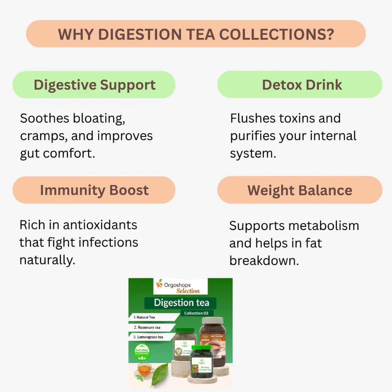 Digestion Tea Collections 03 | Combo of Tea Products box 280gms | Veena - Orgoshops