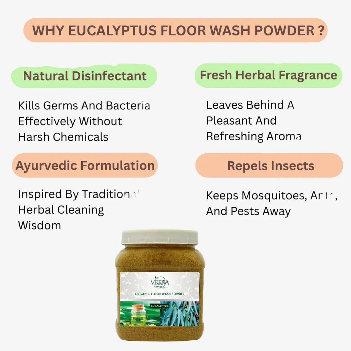 Veena Eucalyptus Floor Wash Powder - 400g - Orgoshops