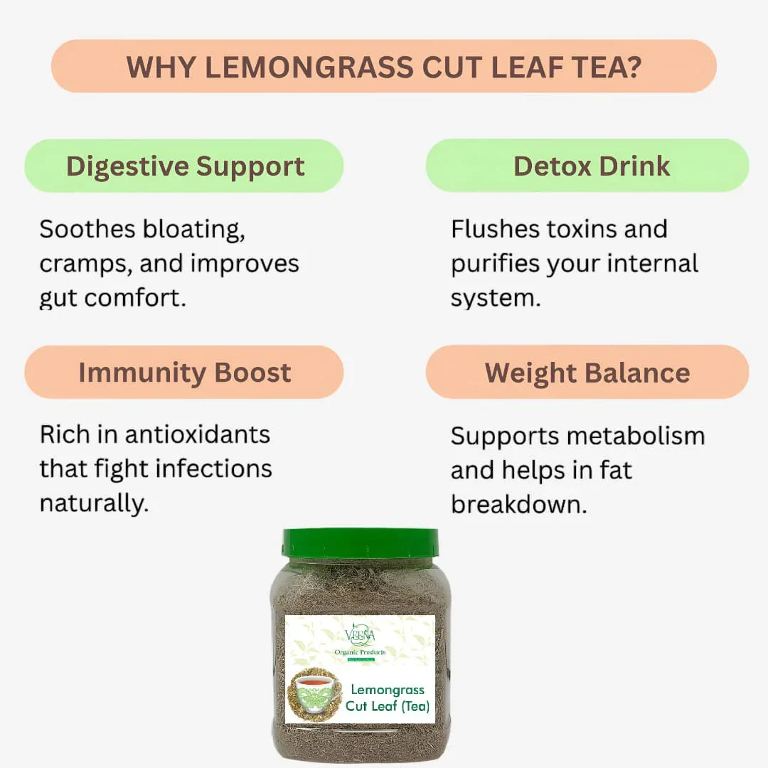 Veena Lemongrass Cut Leaf Tea - 75g ( Pack of 2 ) - Orgoshops