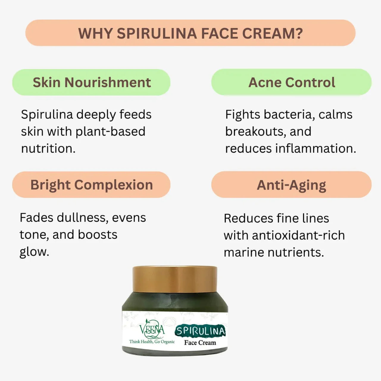Veena Spirulina Face Cream - 50g - Orgoshops