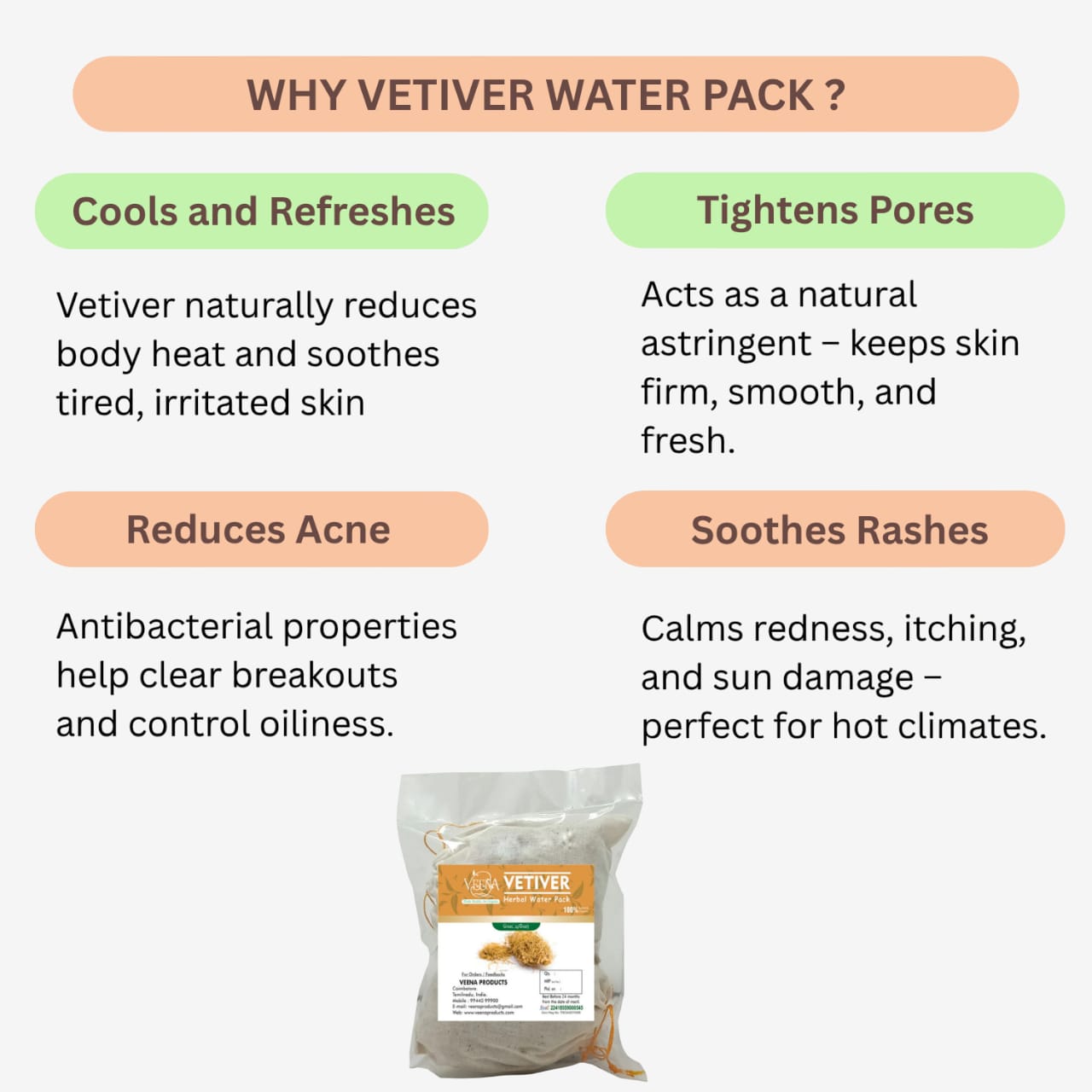 Veena Vetiver Water Pack 4Nos. - ( Pack of 4 )