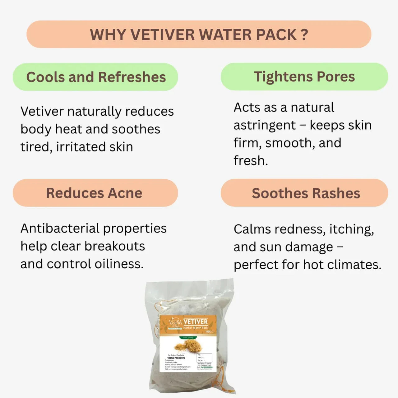 Veena Vetiver Water Pack 4Nos. - ( Pack of 4 ) - Orgoshops