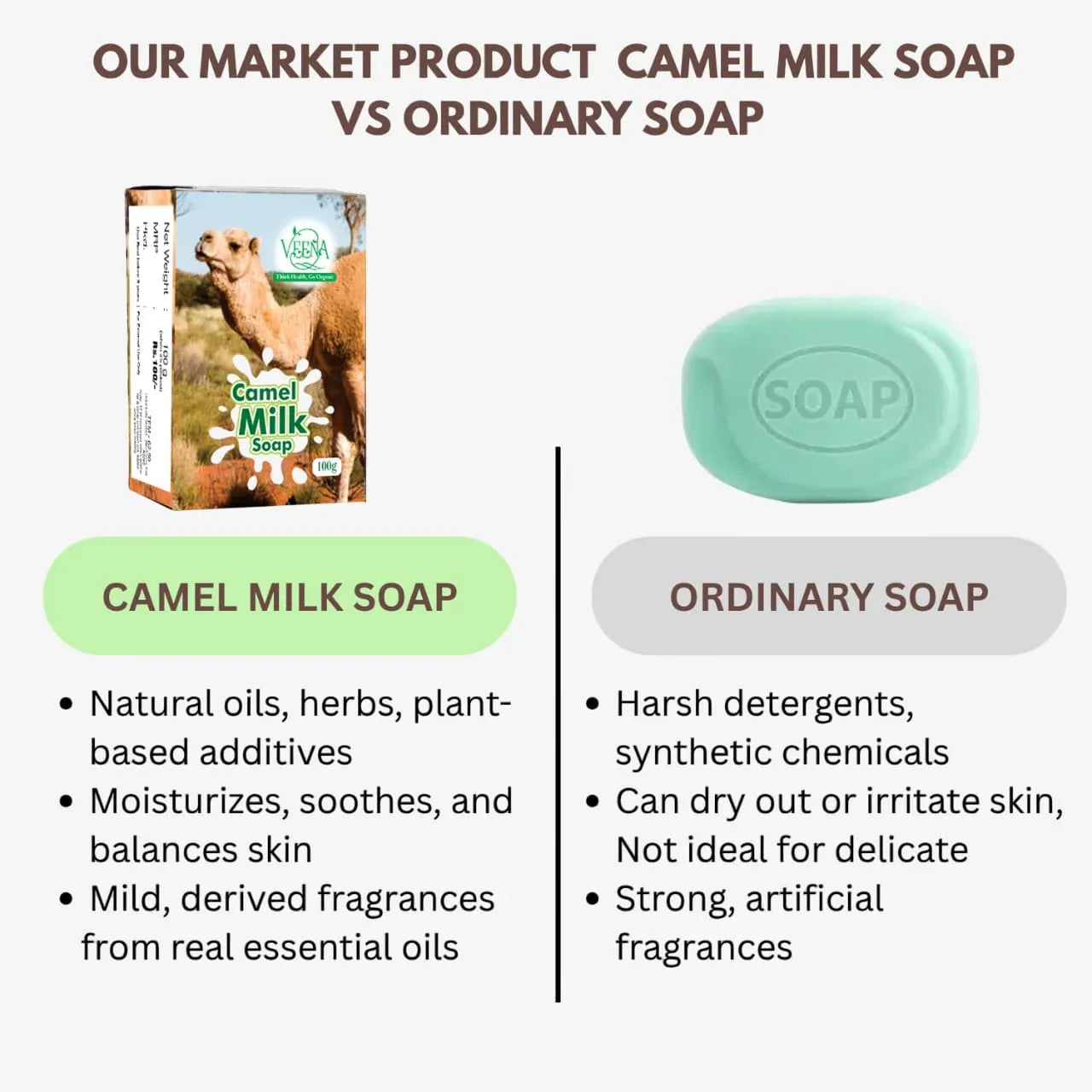 Veena Camel Milk Soap - 100g ( Pack of 2 ) - Orgoshops