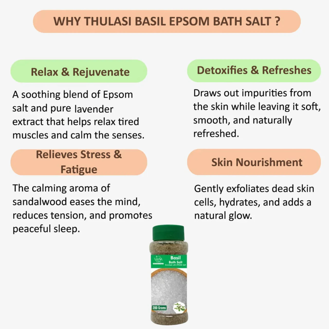 Veena Thulasi | Basil Epsom Bath Salt - 200g - Orgoshops