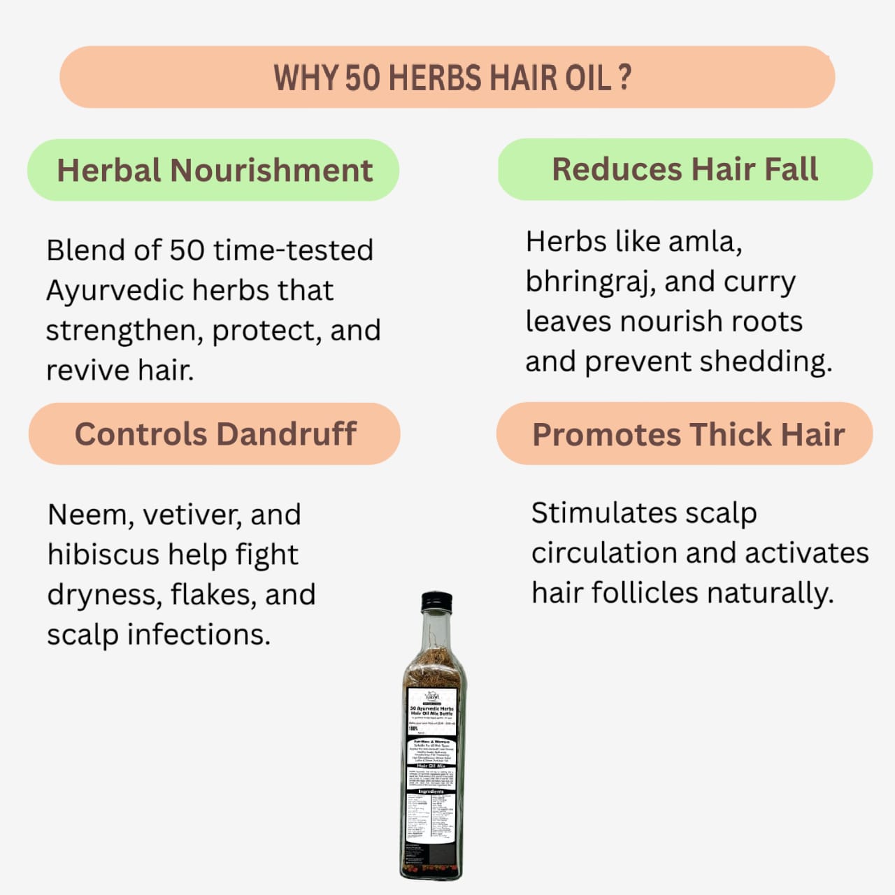 Veena Ayurvedic 50 Herbs Hair Oil Mix Oil Not Included - 750 Ml