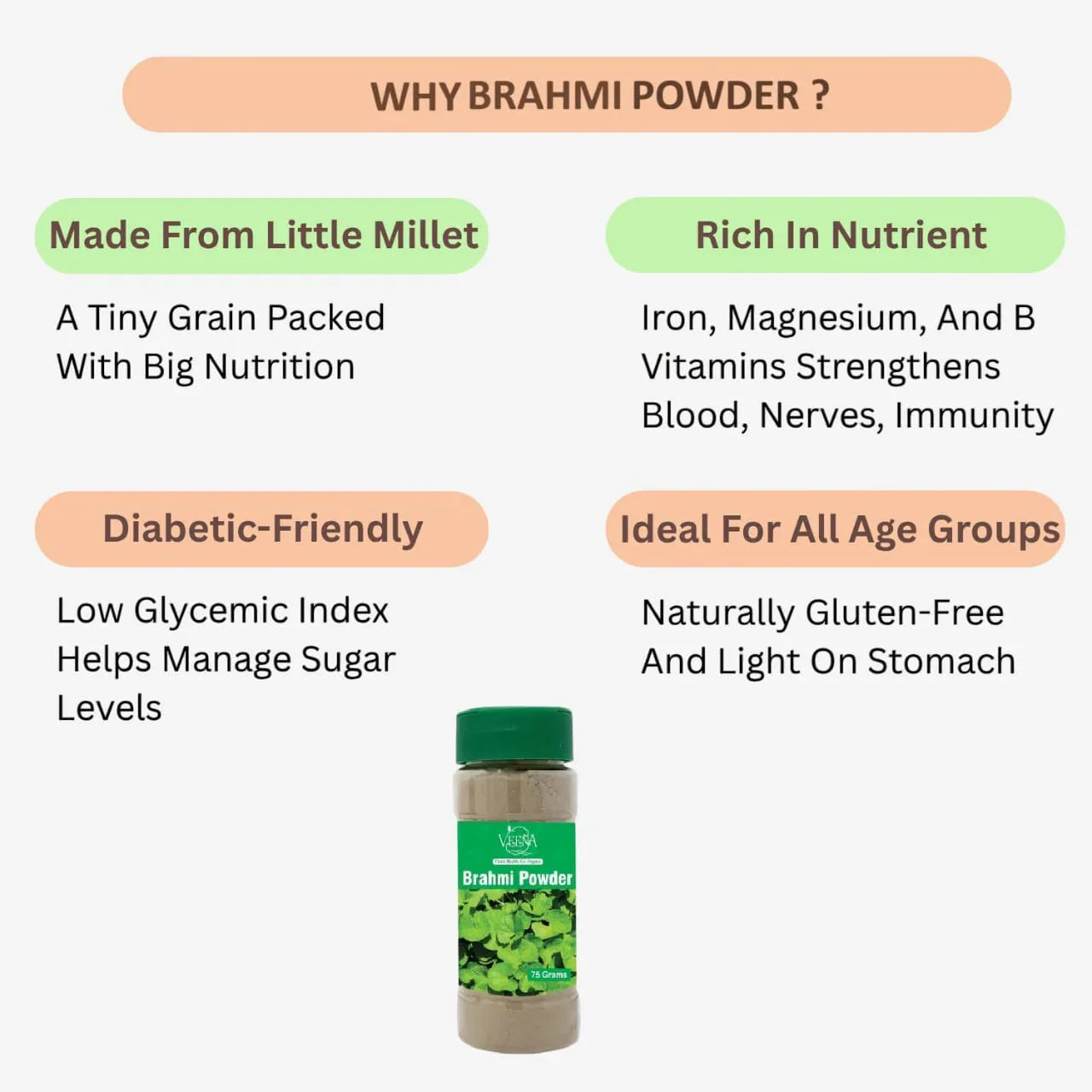Veena Brahmi Powder - 75g ( Pack of 2 ) - Orgoshops