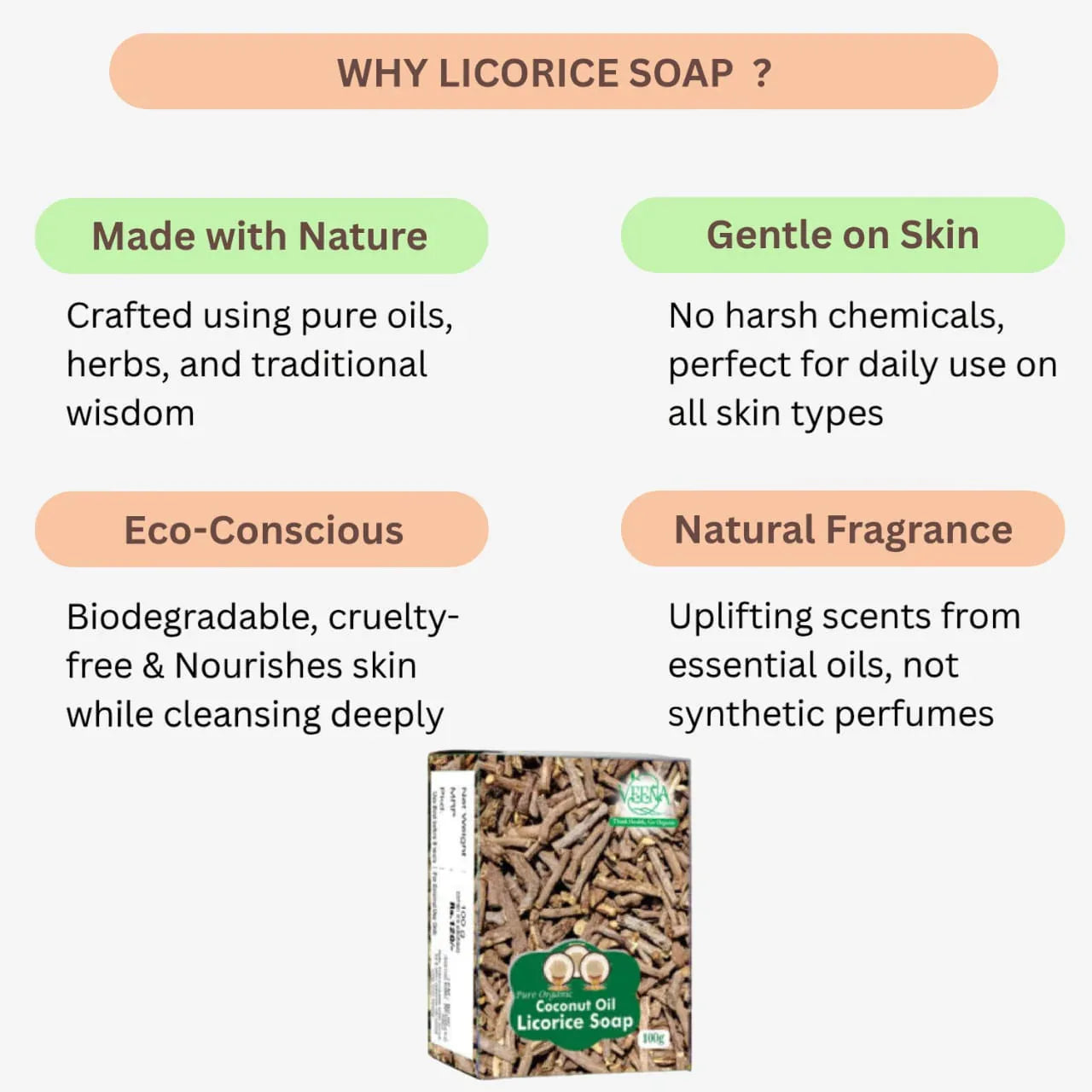 Veena Licorice Soap - 100g ( Pack of 2 ) - Orgoshops