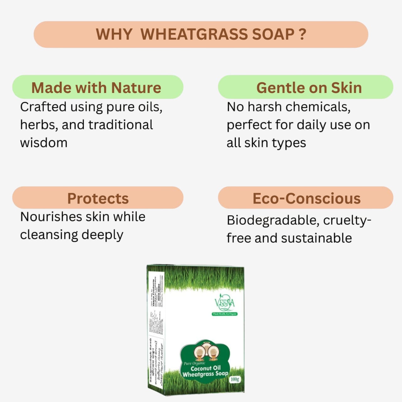 Veena Wheatgrass Soap - 100 g ( Pack of 2 )