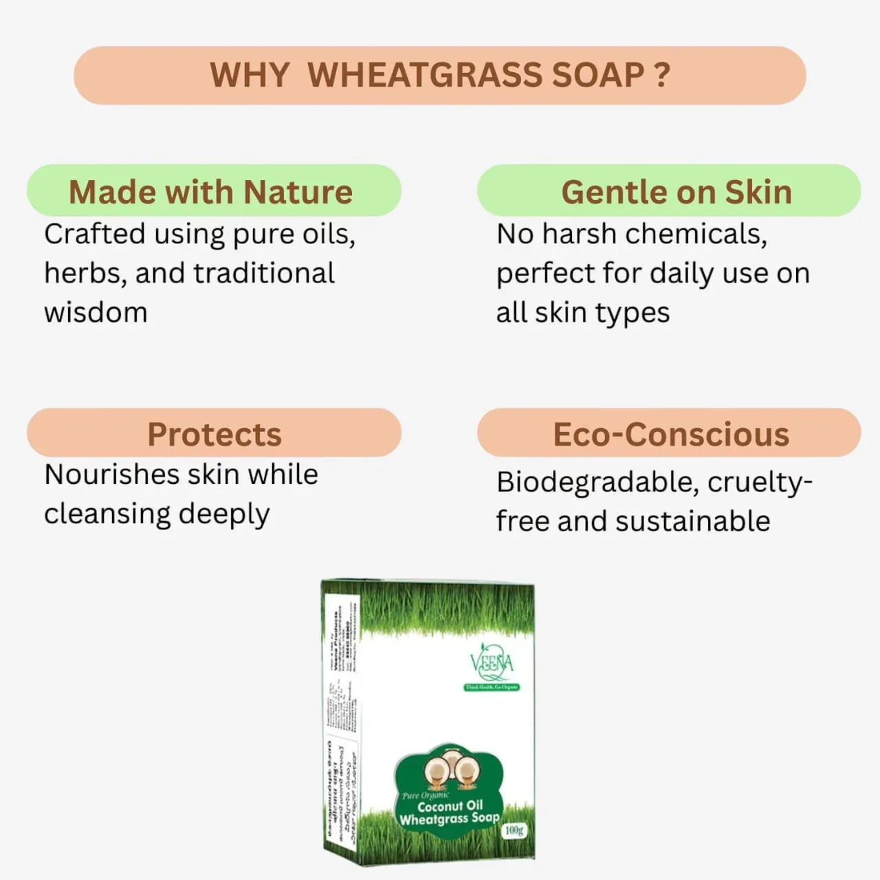 Veena Wheatgrass Soap - 100 g ( Pack of 2 ) - Orgoshops