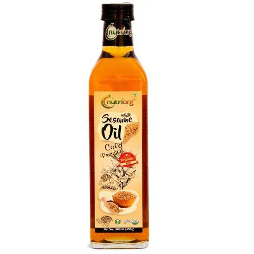 Nutriorgo Certified Organic White Sesame Oil - 500ml ( Glass Bottle ) - Orgoshops