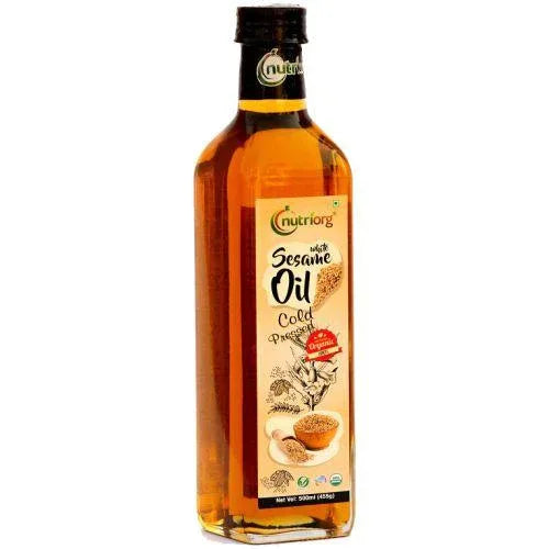 Nutriorgo Certified Organic White Sesame Oil - 500ml ( Glass Bottle ) - Orgoshops