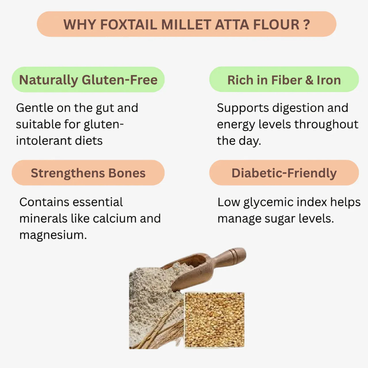 Intake Foxtail Millet Atta Flour / Thinai / Foxtail Millet Flour - 1 kg - Orgoshops