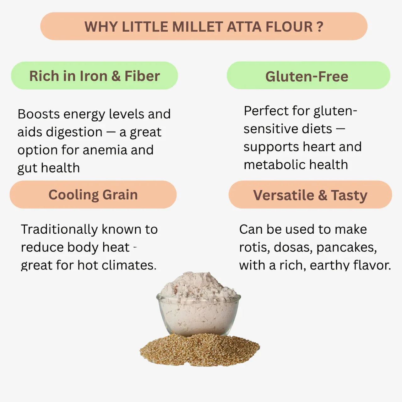Intake Little Millet Atta Flour / Saamai / Little Millet Flour - 1 kg - Orgoshops