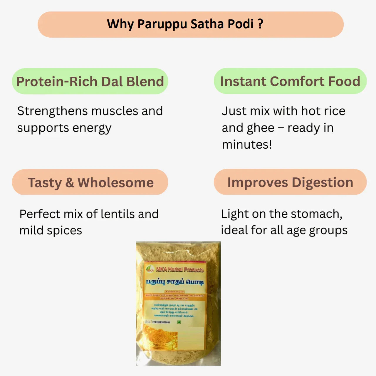 MKA Herbal Paruppu Rice Podi - 100 g (Pack of 3) - Orgoshops