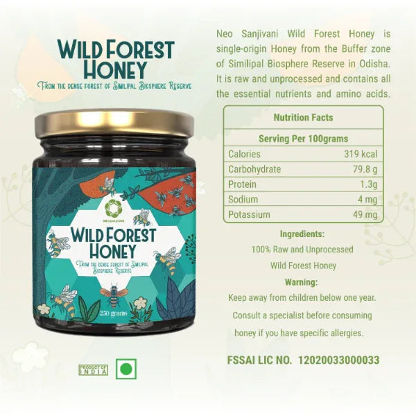 Neo Sanjivani Wild Forest Honey, Raw Forest Honey - 250g - Orgoshops