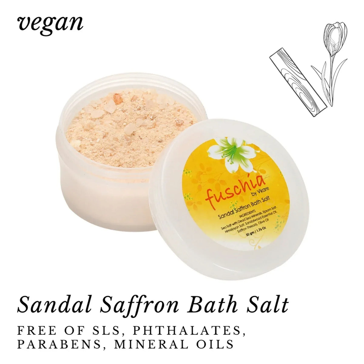 Fuschia - Sandal Saffron Bath salt - 50 gms - Orgoshops