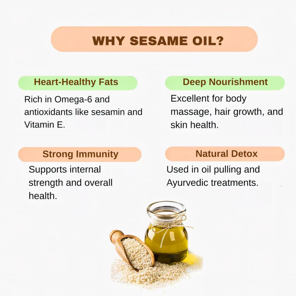 Abinisha Cold Pressed Sesame Oil / Wooden Chekku Oil / Cold Pressed Sesame Oil For Cooking - 1 Litre - Orgoshops