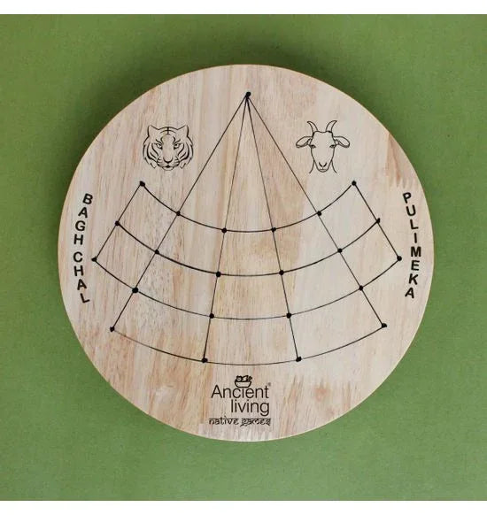 Anciant living Puli Meka / Tigers & Lambs / Bagh Chal / Aadu Puli Aatam Board Game - Crafted in Wood - Orgoshops