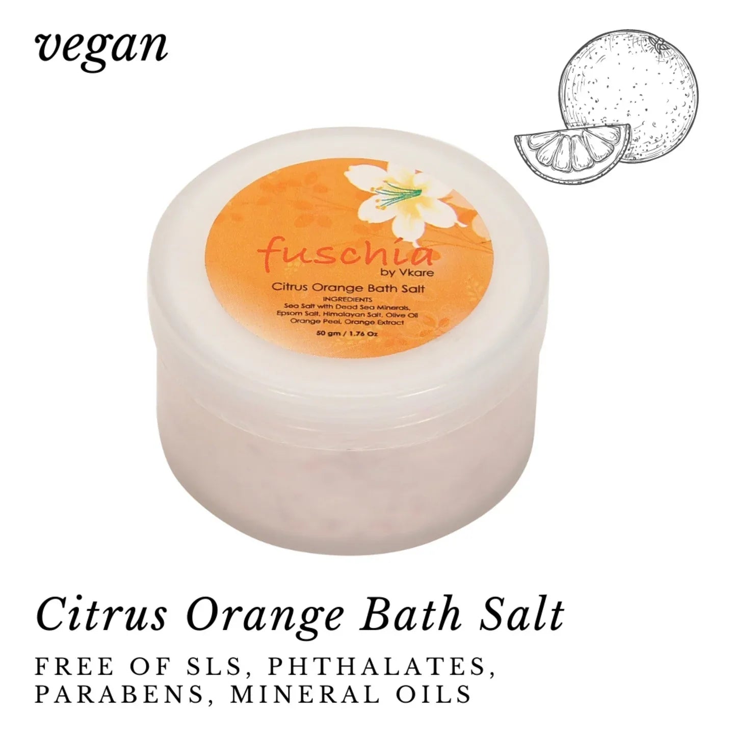 Fuschia - Citrus Orange Bath salt - 50 gms - Orgoshops
