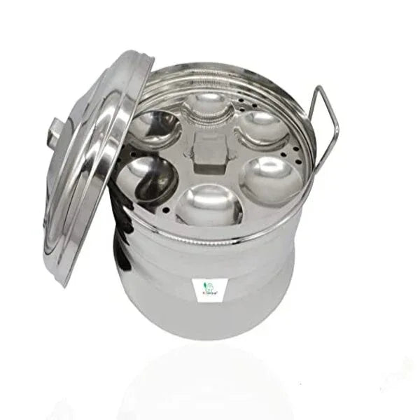 MyNAKSHA Stainless Steel Idly Paanai With 2 Idly Plates Steams 9 Idlies(Silver) - Orgoshops