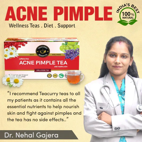 Teacurrty Acne Tea /Helps In Pimples, Cysts, Pustules & Nodules-100g(30 Tea Bags) - Orgoshops