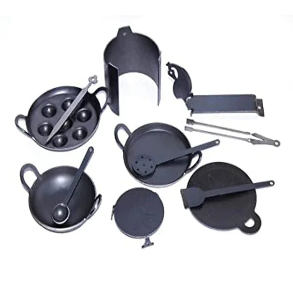 Nakshathra Black Pure Iron Miniature Kitchen Set For Kids - Orgoshops