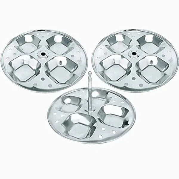 MYNAKSHA Stainless Steel Idly Stand With Square Shaped Idly Plates (3 Plates) - Orgoshops