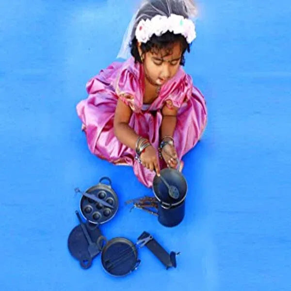 Nakshathra Black Pure Iron Miniature Kitchen Set For Kids - Orgoshops