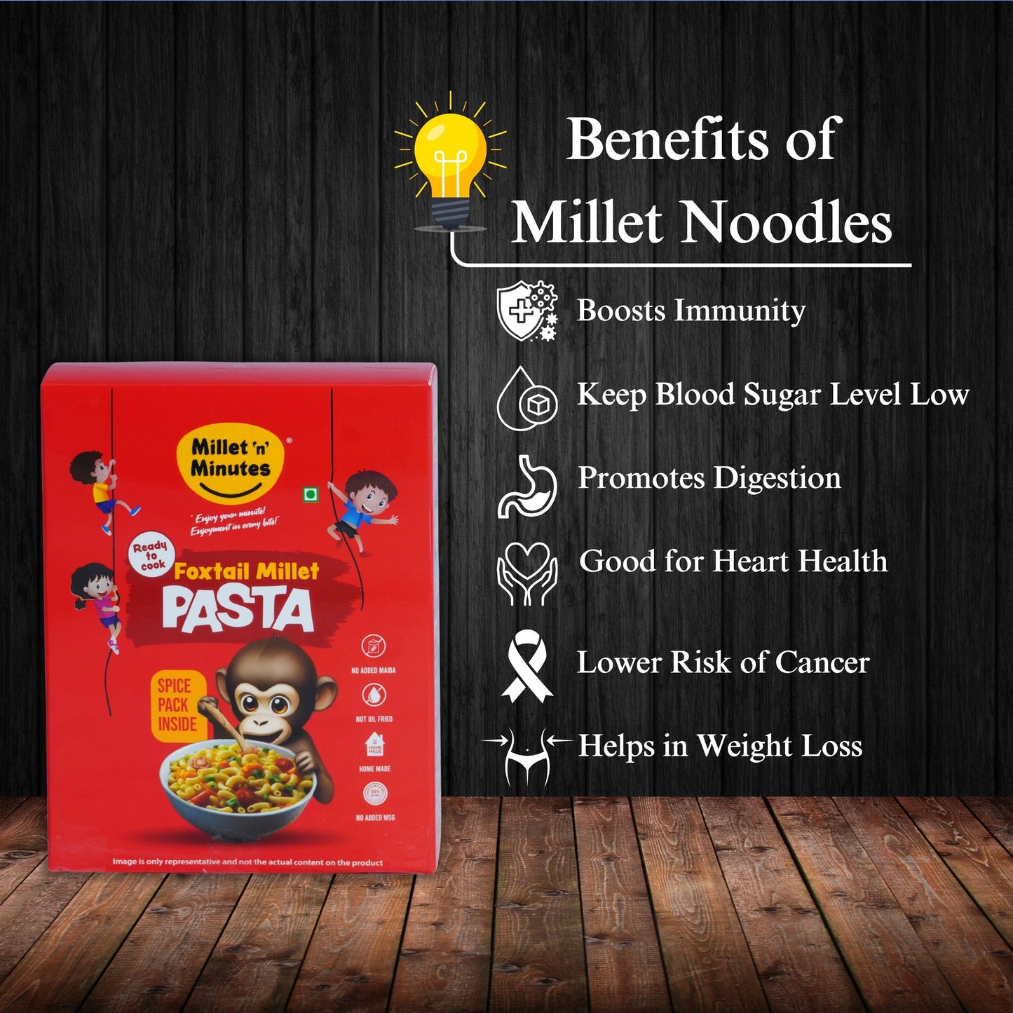Millet 'n' Minutes Millet Pasta - Foxtail - 180 g (Pack of 2)