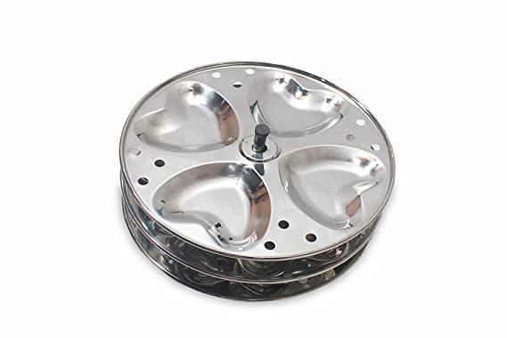 NAKSHATHRA Stainless Steel Idlystand With Heart Shaped Idly Plates (3 Plates) - Orgoshops
