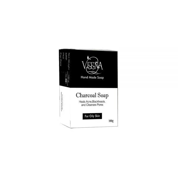 Veena Charcoal Natural Soap - 100g ( Pack of 3) - Orgoshops