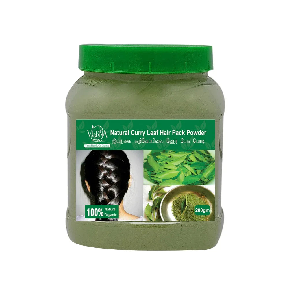 Veena Curry Leaf Hair Pack Powder - 200 g - Orgoshops