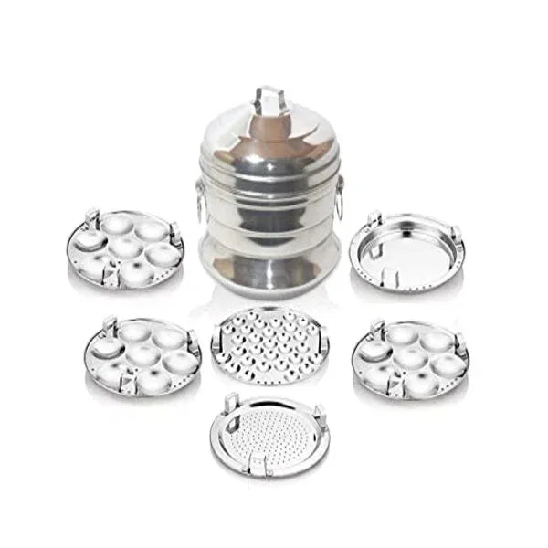 MYNAKSHA Stainless Steel Idly Cooker 6 Plate Induction stove Compatible Idli Maker - Orgoshops