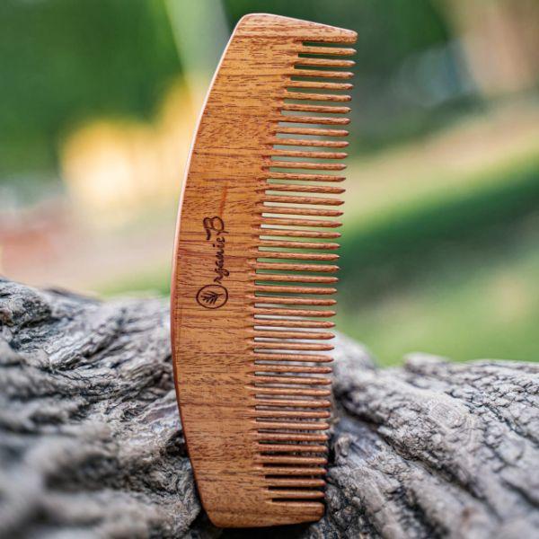Organic B Moon Shaped Natural Neem Comb For Detangling-300gm - Orgoshops