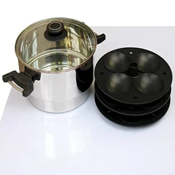 MYNAKSHA Nonstick IdlyMaker / Idli Stand / Pressure Cooker(3 Plates)Stainless Steel - Orgoshops