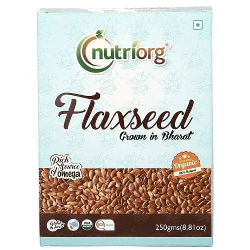 Nutriorgo Certified Organic Flaxseed Raw - 250g ( Pack of 2 ) - Orgoshops