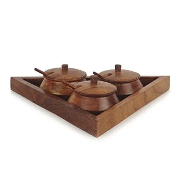 MYNAKSHA Wooden Triangular Mukhwas Container Set - Orgoshops