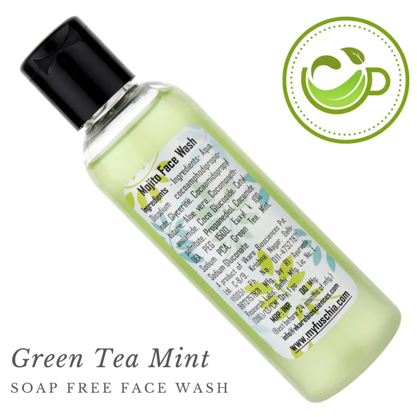 Fuschia Mojito Green Tea Mint Soap Free Face Wash - 100ml - Orgoshops