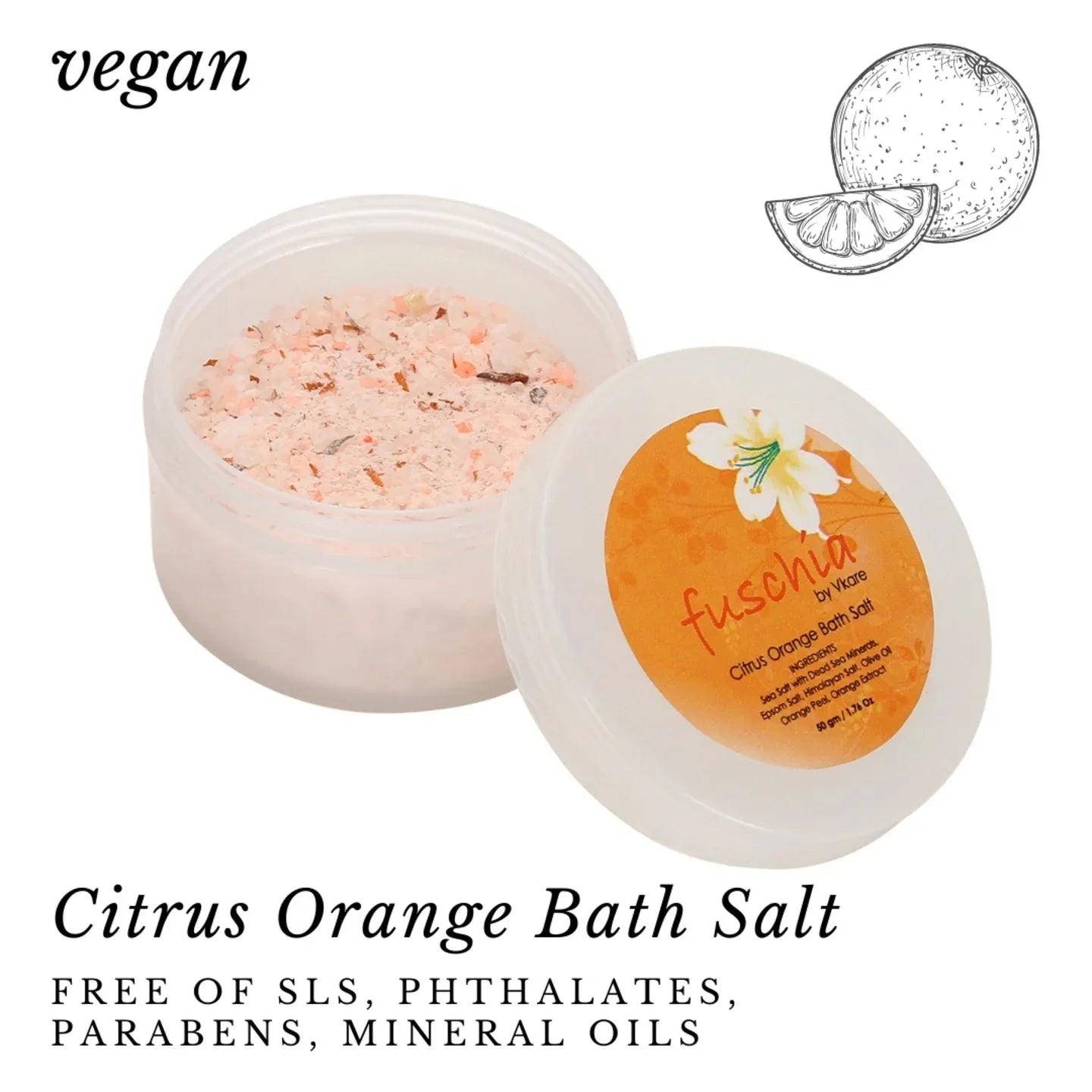 Fuschia - Citrus Orange Bath salt - 50 gms - Orgoshops