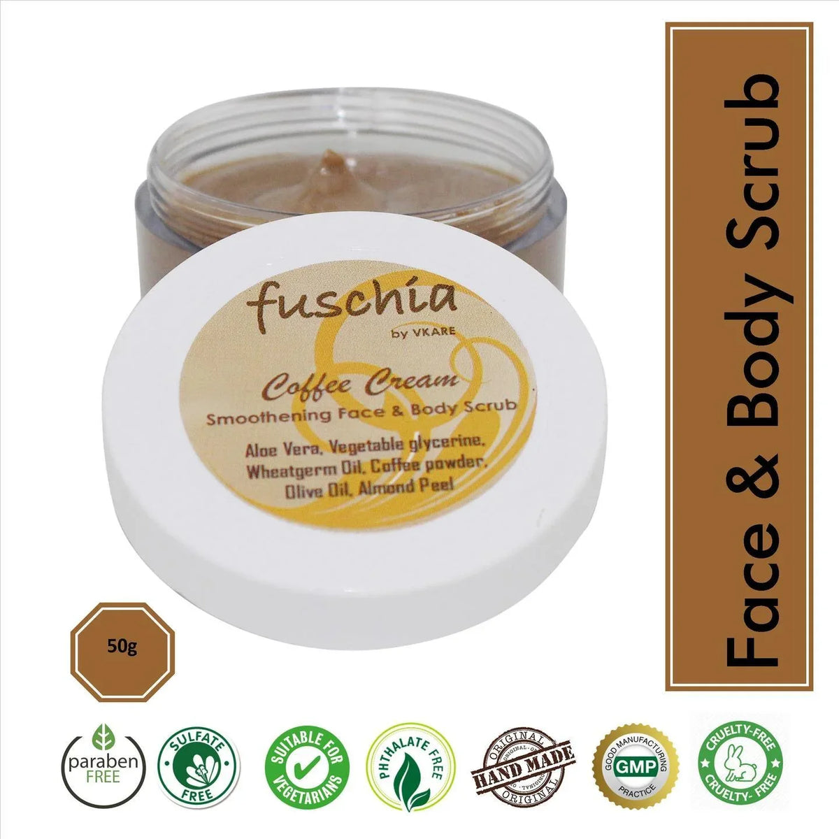 Fuschia - Coffee Cream - Smoothening Face & Body Scrub -50g - Orgoshops