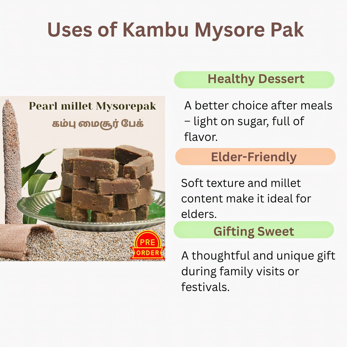 Muppatan Kambu Mysore Pak / Pearl Mysore Pak - Orgoshops