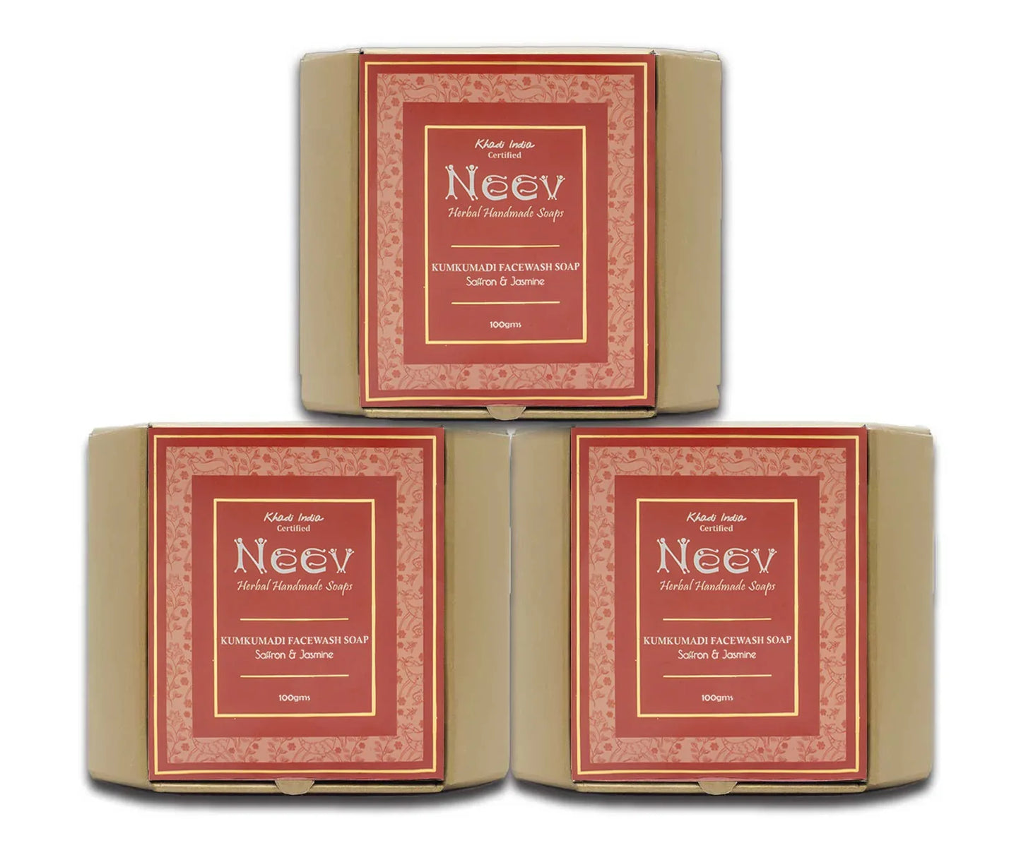 Neev Herbal Handmade Soaps Kumkumadi Soap, 100g ( Pack of 3 ) - Orgoshops
