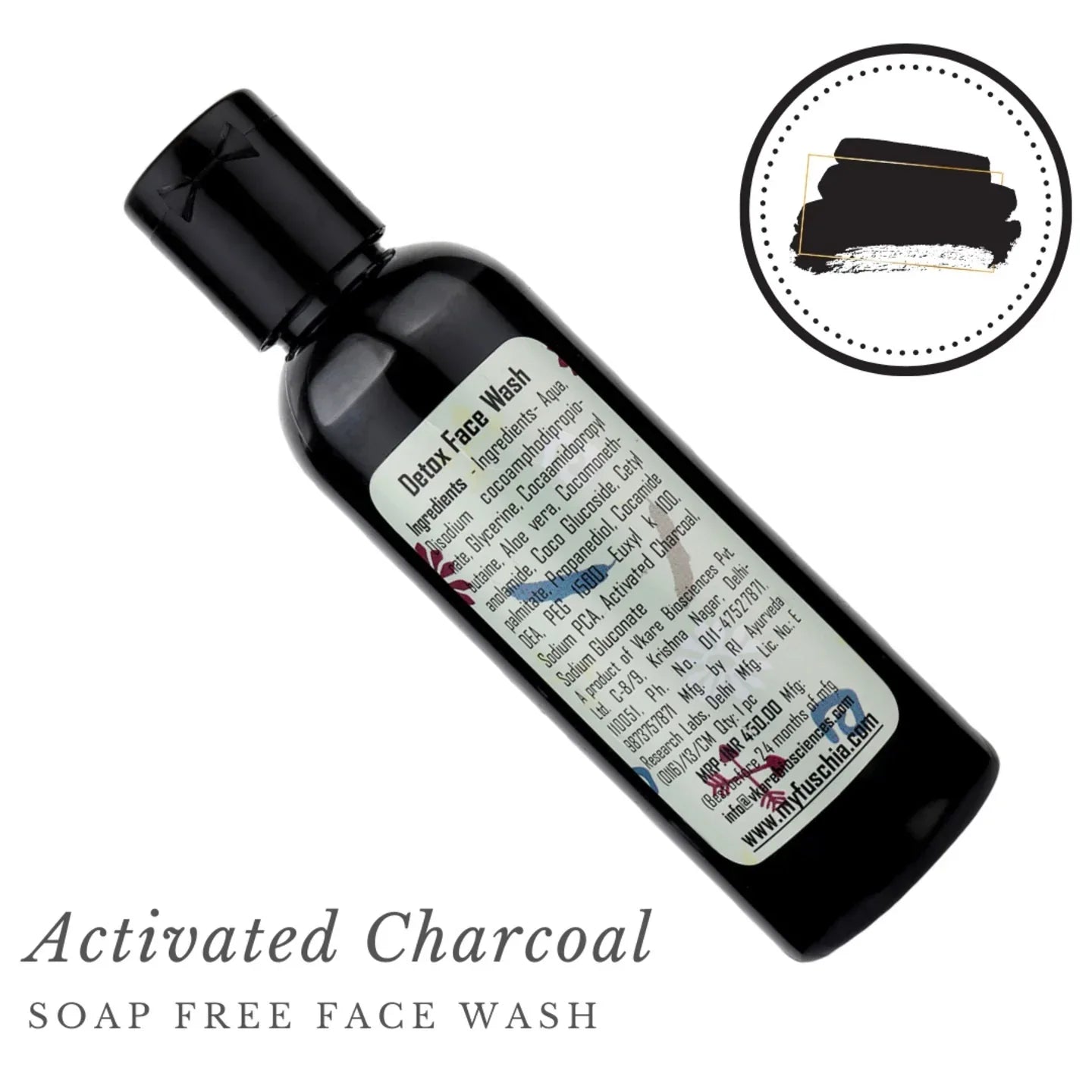Fuschia Detox Activated Charcoal Soap Free Face Wash - 100ml - Orgoshops