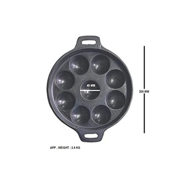 Naksha Cookwares, Premium Cast Iron Paniyaram Chatti 9pit