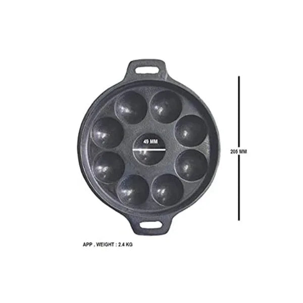 Naksha Cookwares, Premium Cast Iron Paniyaram Chatti 9pit - Orgoshops