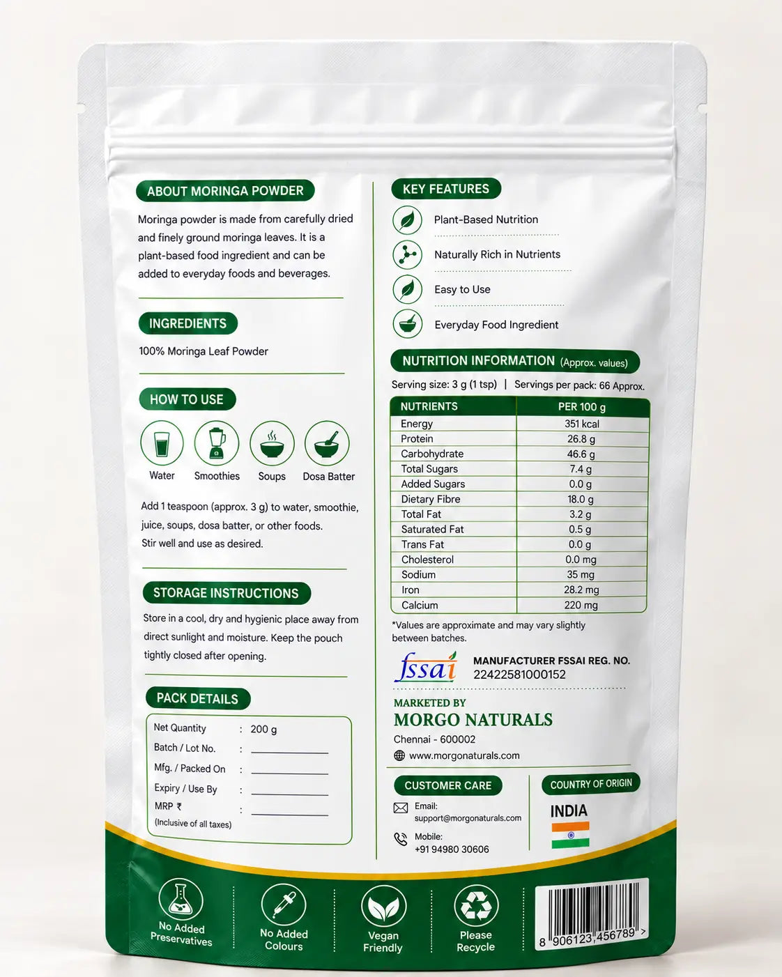 MORGO Moringa Powder – 200g