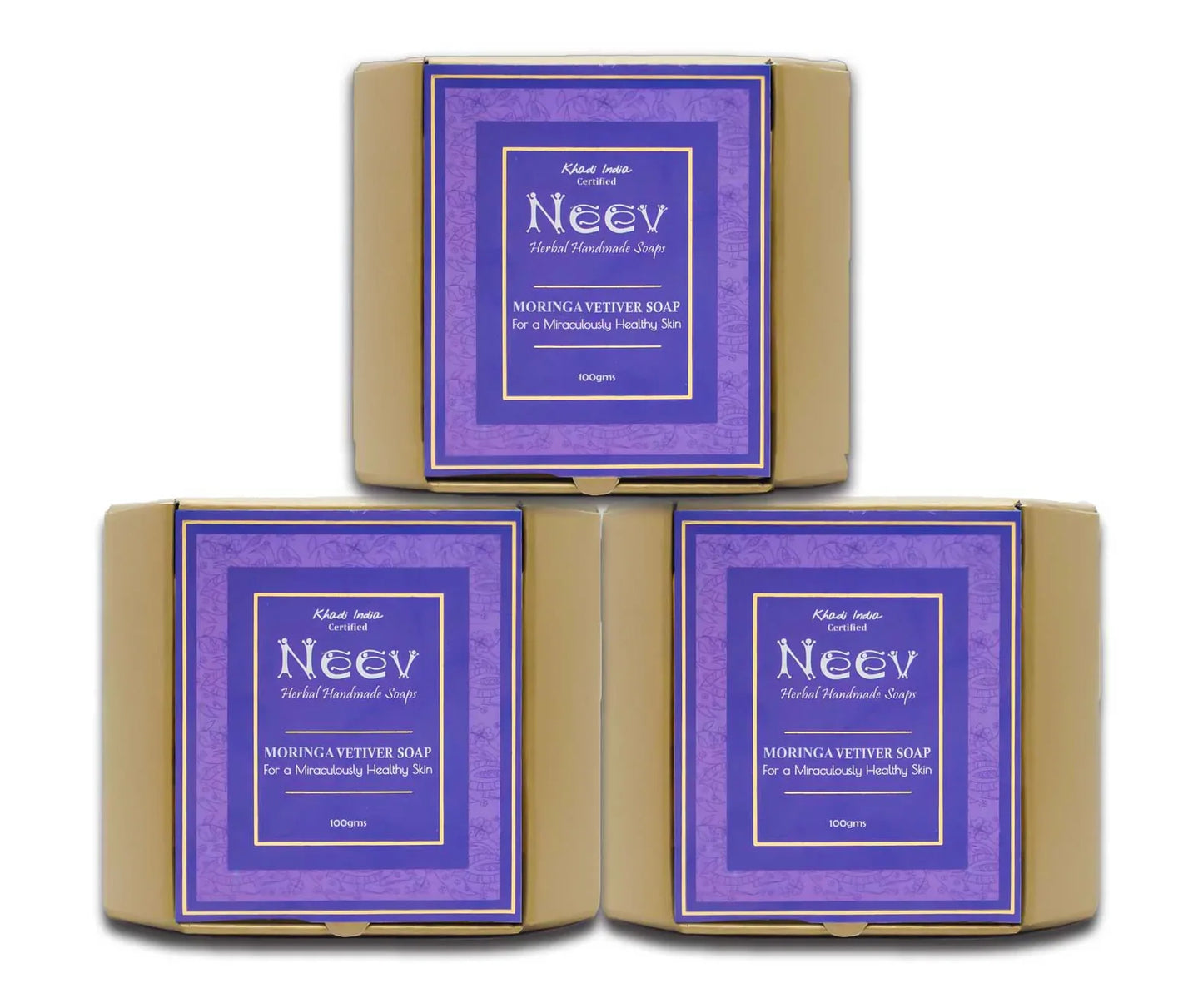 Neev Herbal Handmade Soaps Moringa Vetiver Soap, 100g ( Pack of 3 ) - Orgoshops