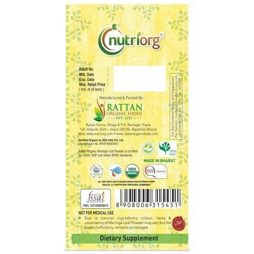 Nutriorg Certified Organic Moringa Powder - 150g - Orgoshops